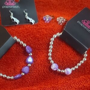 Paparazzi Purple and Silver Kids Jewelry Set
